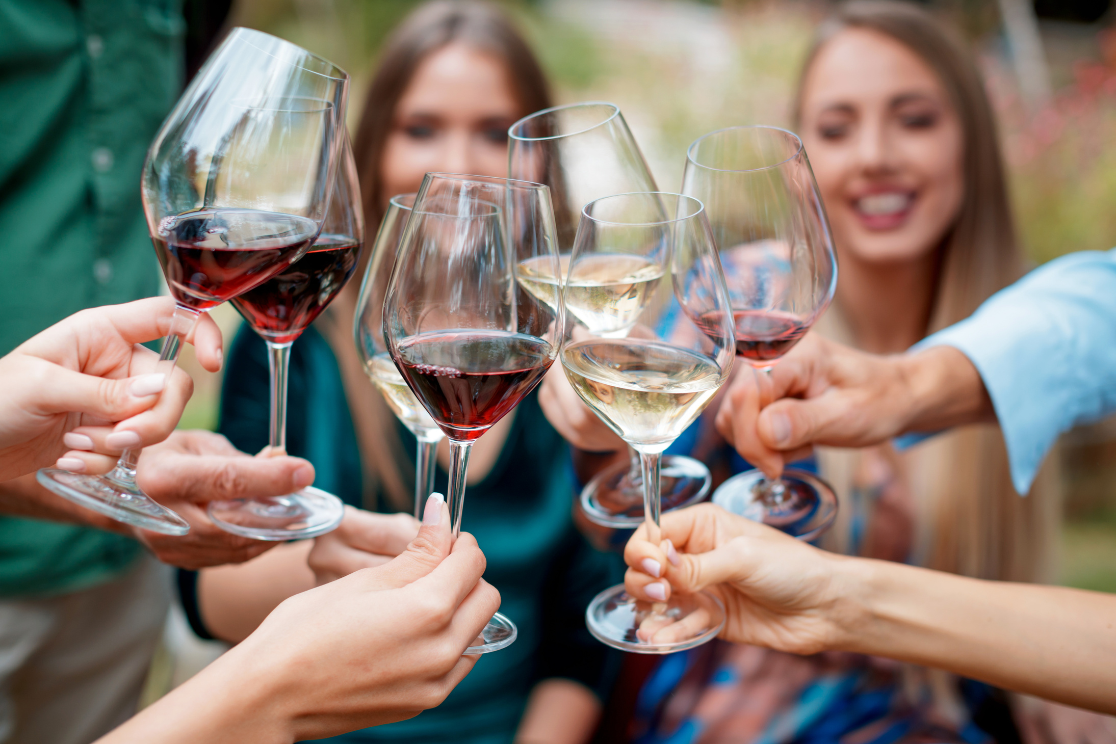 Friends toasting with wine